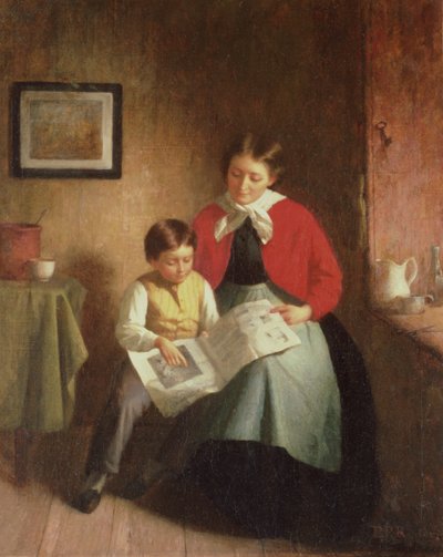 Madre e bambino con libro illustrato, 1868 da Platt Powell Ryder